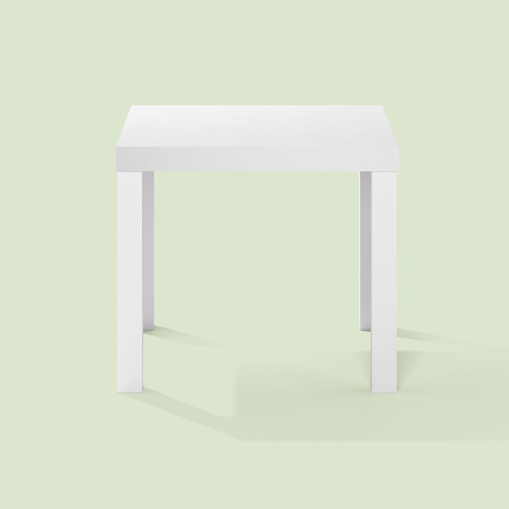 Bayan End Table, Square Side Table, for Small Spaces, Living Room, Bedroom, White