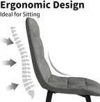 Velvet Dining Chairs Set of 4, Mid Century Upholstered Gray Dining Room Chairs Tufted Upholstered Kitchen Chairs Set of 4 for Dining Room, Bedroom, Living Room, Gray
