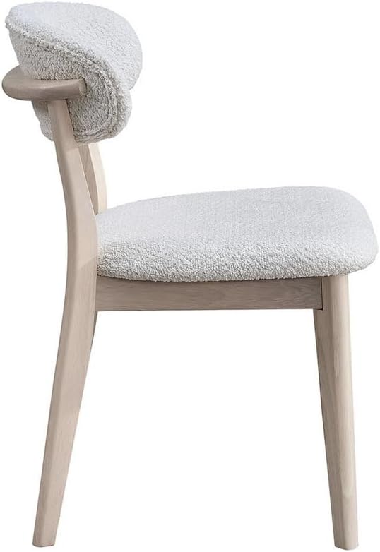 2Pcs Upholstered Wood Dining Chair, White Wash Color