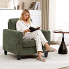 Comfy Accent Chairs for Living Room, Mid Century Modern Upholstered Living Room Chair, Chenille Reading Armchair for Apartment, Waiting Room, Office, Green