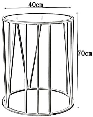 Telephone Table, Nordic Modern Side Table Tempered Glass Small Round Table Living Room Corner Table Telephone Table Bedroom Bedside Table,15.7''x27.5'' (Black