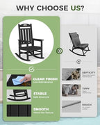Outdoor Rocking Chair Set of 2,HDPE Patio Rocking Chair,All Weather | Relax in Gentle Rock, Create Comfort Everywhere, Share Relaxing Moment Together, Withstand Changing Seasons, Timeless Style
