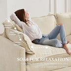 SoarFlash 113.78" Chenille L Shaped Modular Sofa with Ottoman,Beige