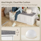 DINZI LVJ Shoe Storage Bench with Cushion, Door, White 47.2" LX17.7 H | Entryway Bench, 2-Tier Cabinet Bench, Widened Cubby, Fully Adjustable Shelves for Boots, Easy Assembly, Farmhouse, Bedroom