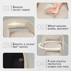 Lexicon Swivel Accent Chair, Modern Velvet Round Barrel Chair, Taupe | Swivel Chair with Open Back, Plush Foam Cushions, Metal Swivel Base for Living Room/Bedroom/Office/Small Spaces