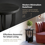 Stupa Solid Wood End Table – 22" Tall Round Side Table for Living Room or Bedroom, Handcrafted Accent Table in Distressed Black Finish, Easy Assembly, Modern Minimalist Design for Small Spaces