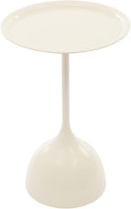 Small End Table, 15.75" Round Bedside Table with Industrial Iron Frame, Space-Saving Accent Table for Living Room & Bedroom, Fluted Circle Decorative Drink Martini Tables (Cream White)
