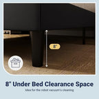 Allewie Full Size Platform Bed Frame with Velvet Upholstered Wingback Headboard, No Box Spring Needed, Under Bed Storage Space, Strong Wooden Slats, Modern Mattress Foundation, Easy Assembly, Black