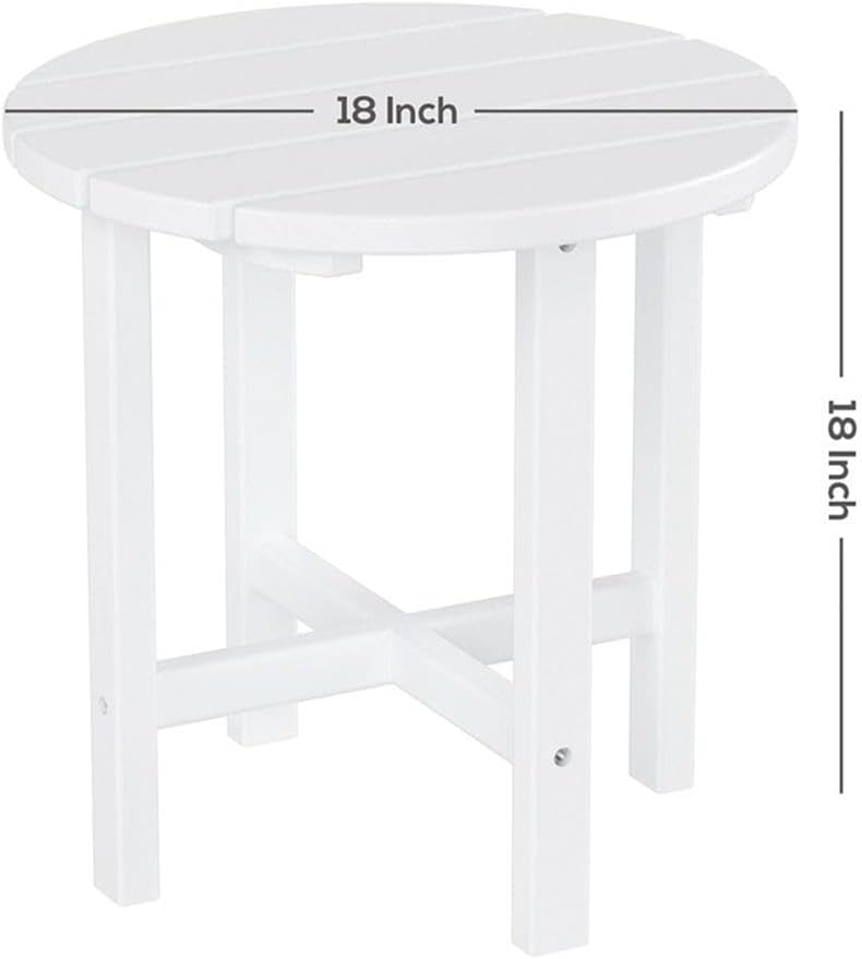 Costaelm Round Outdoor Side Tables, Adirondack Patio Tables for Outside, HDPE Patio End Table Weather Resistant, Balcony Table for Pool, Seaside, Backyard, Porch, Indoor Companion, Dark Brown