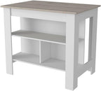 Kitchen Island with Three Shelves Light Gray/White Finish | Tabletop with silver nanoparticles protective film for hygiene