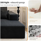 107.5" Cloud Modular Sectional Sofa with 1 Ottoman,Modern Minimalist Upholstered Couches, Comfort U Shaped Sofa for Living Room,Deep Seat Corner Couch，No Assembly Required (Black,Left Facing Chaise)