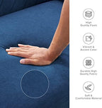 mopio 76.4" Futon Sofa Bed Chevron Styled, Sleeper Couch (Classic Blue Velvet)