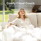 Oversized L Shaped Sectional Couch for Living Room, Extra Large Deep Seat Modular Sectional Sofa with Washable Covers, Modern Cloud Couch for Apartment, Bedroom, Beige