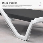 PURPLE LEAF Lounge Chair Outdoor Set of 2 w/Armrest for Poolside Dark Grey | Easy Assembly, The multi-position backrest lowers completely flat so you can relax, read, or enjoy full-body sunbathing