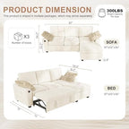 Hanherry 81" Sectional Couch with Pull Out Sofa Bed,Chenille Sleeper Sofa with Storage Ottoman & USB Charging,Comfy L Shaped Modular Couches for Living Room,Apartment