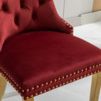 Aoowow Velvet Upholstered Dining Chairs Set of 2, Wingback Armless Side Chairs Button Tufted with Solid Wood Legs for Kitchen Dining Room (Burgundy-Chrome)
