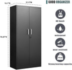 Approgreent Metal Storage Cabinet with Adjustable Shelves, Garage Cabinet with 2 Lockable Doors, Garage Storage Cabinet, Kitchen Pantry Cabinet - 71'H, Black