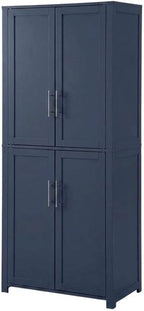 Furnifact Blue Tall Kitchen Storage Pantry, Food Organization, Anti-Tip Mechanism, Floor Clearance, Durable Construction, Spacious Design