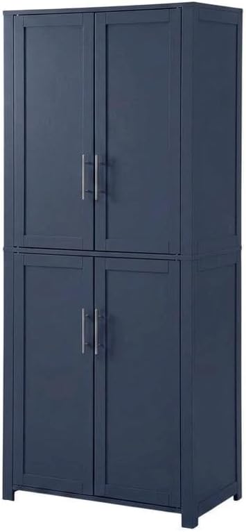 Furnifact Blue Tall Kitchen Storage Pantry, Food Organization, Anti-Tip Mechanism, Floor Clearance, Durable Construction, Spacious Design