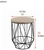 Telephone Table, Round Industrial Side Table,Telephone Table,Office Hallway Or Living Room,Wood Look with Metal Frame (Color:Wood,Size:17.7117.7121.65in)