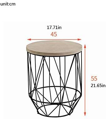 Telephone Table, Round Industrial Side Table,Telephone Table,Office Hallway Or Living Room,Wood Look with Metal Frame (Color:Wood,Size:17.7117.7121.65in)