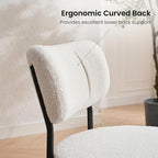 White Boucle Dining Chairs Set of 4, Modern Dining Room Chair with Larger Curved Backrest & Sturdy Metal Legs, Sturdy Construction Round Upholstered Dining Chairs for Kitchen, Living Room