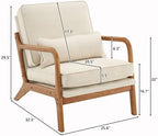Bonnlo Fine Beige Accent Chairs Set of 2, Upholstered Mid Century Modern Lounge Fabric Chairs Reading Chairs Side Sitting Chair Solid Wood Farmhouse Armchairs for Living Room, Bedroom, Guest Room
