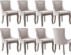 Upholstered Dining Chairs Set of 8, Beige Fabric Kitchen Chair with Nailhead Trim, Farmhouse High Back Kitchen & Dining Room Chairs, Solid Wood Legs, Sillas de Comedor (Beige, 8 Pcs)
