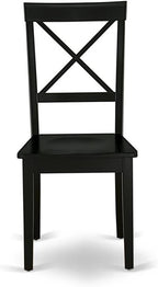 East West Furniture BOC-BLK-W Boston Dining Room Chairs - Cross Back Solid Wood Seat Chairs, Set of 2, Black