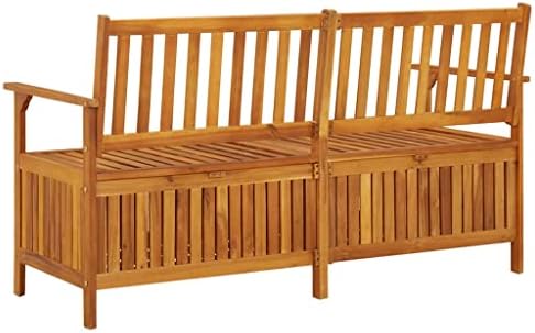 Solid Acacia Wood Storage Bench, Large Outdoor Garden Patio Seating with Storage, Rustic Wooden Entryway Bench, 3-Person Capacity, Oiled Finish, 58.3 Inch