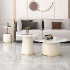 Modern Coffee Table Central end Tables for Living Room, Multifunctional Tea Snacks Center Table with Marble Desktop, Round Coffee Tables for Bedroom, Sofa, Indoor, Couch, Parlor, Dinning Room