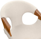 Zouron Fabric Dining Chair, Upholstered Chair with Armrest, Accent Chairs with Wood Legs for Kitchen Dining Room Desk, Walnut Wood Veneer, Beige Fabric
