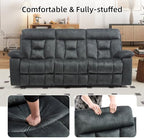EBELLO 2 Pieces Recliner Sofa Couch Furniture Set, Overstuffed Reclining Loveseat Recliner Couch and Wide 3PC Bonded Sofa Set for Living Room, Dark Greenish-Grey