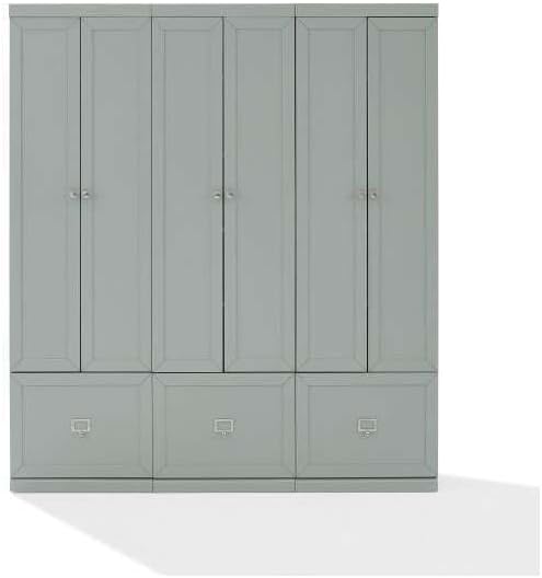 Maykoosh Country Cottage 3-Piece Entryway Set with 3 Pantry Closets, Gray - 12.5 x 66 x 74 inches, Ample Storage Space, Pantry with Storage with Shelves, Double Hooks
