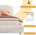 Queen Size Bed Frame, Cloud Upholstered Boucle Platform Beds Frames