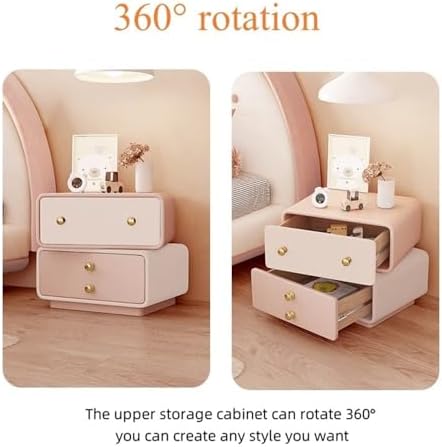 Bedside Table, Rotatable Night Stand, Large Capacity Side Table for Bedroom, Living Room(Blue,19.7in)
