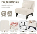 Armless Accent Chairs Set of 2 Upholstered Living Room Side Chairs | Comfy Small Accent Lounge Chair with Pillow Accent Chair for Living Room Bedroom Farmhouse Reading Beige 2PCS