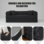 79" Sofa Bed,Convertible Futon Sofa Bed, Couch for Living Room | 6-In-1 Convertible Sofa Bed,Corduroy Futon Sleeper Sofa,Modular Pull Out Couches for Bedroom,Lounge,No Assembly Black Couch