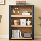 Book Shelf, 3-Tier Bookshelf with Adjustable Shelves,Free Standing Modern 48'' Tall Bookcase with Open Display Storage,Floor Vintage Bookshelves for Living,Office (2, Gray Black / Natural, 3-Tier)