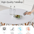 5-Piece Round Dining Set, 35.5" Kitchen Table Chairs Set of 4 | Space Saving Furniture, Plastic Seats, Solid Wood Legs, for Living Room Apartment Office Home, White