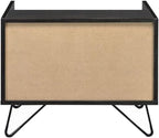 One Drawer Nightstand with Open Compartment, Oak and Black,for Small Spaces