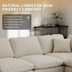 Modern Sectional Linen Couch for Living Room V Shape Sofas,5 Seat with Ottoman Modular Cloud Sofas with Ottoman,Couches Cushion Covers Removable,Cozy Feather Down Sofa for Apartment Khaki