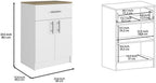DEPOT E-SHOP Barbados Pantry Organizer Cabinet with One Drawer, Two Interior Shelves, and Two Doors, 33" H, White/Light Oak, Kitchen