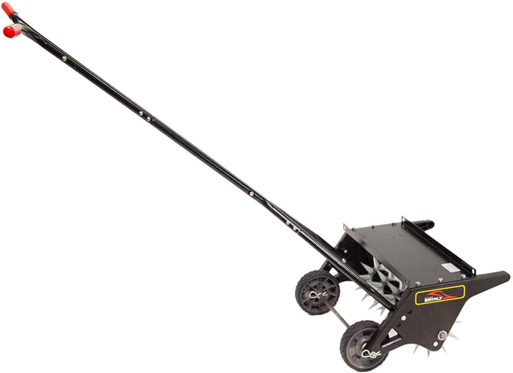 Brinly 20" Premium Push Spike Aerator with 3D Galvanized Steel Tines and Weight Tray