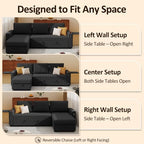Ball & Cast 80" Sectional Sleeper Sofa Bed Pull Out Couches for Living Room | L Shaped Convertible Pull Out Sofa Bed with Storage Chaise, LED Lights, Foldable Table, USB Ports, Cup Holder and Side Pocket
