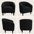 Yaheetech Small 25.5in Wide Sherpa Barrel Accent Chair for Bedroom, Black | Compact Cozy Barrel Chairs with a Curved Silhouette, Upholstered Furry Armchair for Small Spaces, Living Room Bedroom Corner