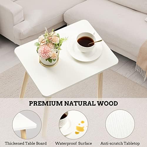 FORAOFUR Small Side Table, Modern Wood Mini Coffee Table, Easy Assembly Compact End Table for Living Room Bedroom Sofa, Minimalist White Accent Furniture for Small Spaces