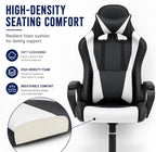 BestOffice High-Back Gaming Chair PC Office Chair Computer Racing Chair PU Desk Task Chair Ergonomic Executive Swivel Rolling Chair with Lumbar Support for Back Pain Women, Men,White