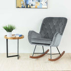 Upholstered Rocker, Mid Century Modern Gliding Accent Chair with Soft Foam Seat for Bedroom Balcony, Comfy Armchair, Dark Grey