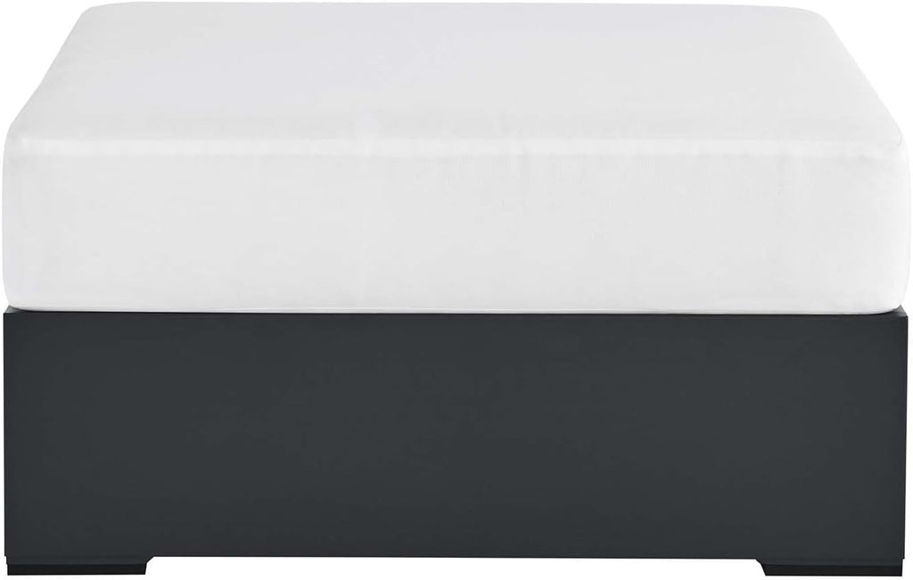 Modway Tahoe Aluminum Ottoman in Gray White with Weather-Resistant Cushion-Ideal as Outdoor Footstool, Patio or Sunroom Furniture